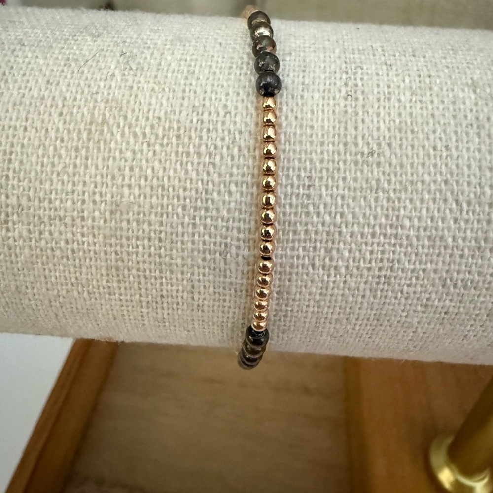 Gold and Black Beaded Bracelet